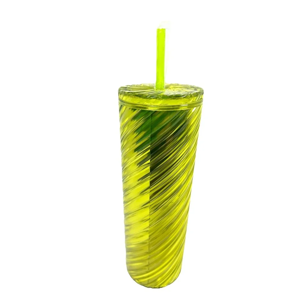 Grinch 24oz Green Swirl Tumbler w/ Straw Bioworld Cup